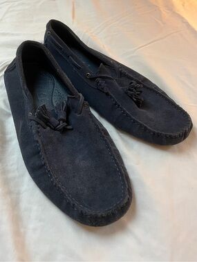 Office London Men's Navy Suede Tassel Loafers - (Size UK 10, US 9)